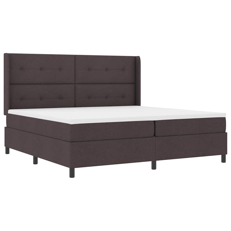 LED Box Spring Bed met hoofdeinde Donkerbruin 200 x 200 cm Stof