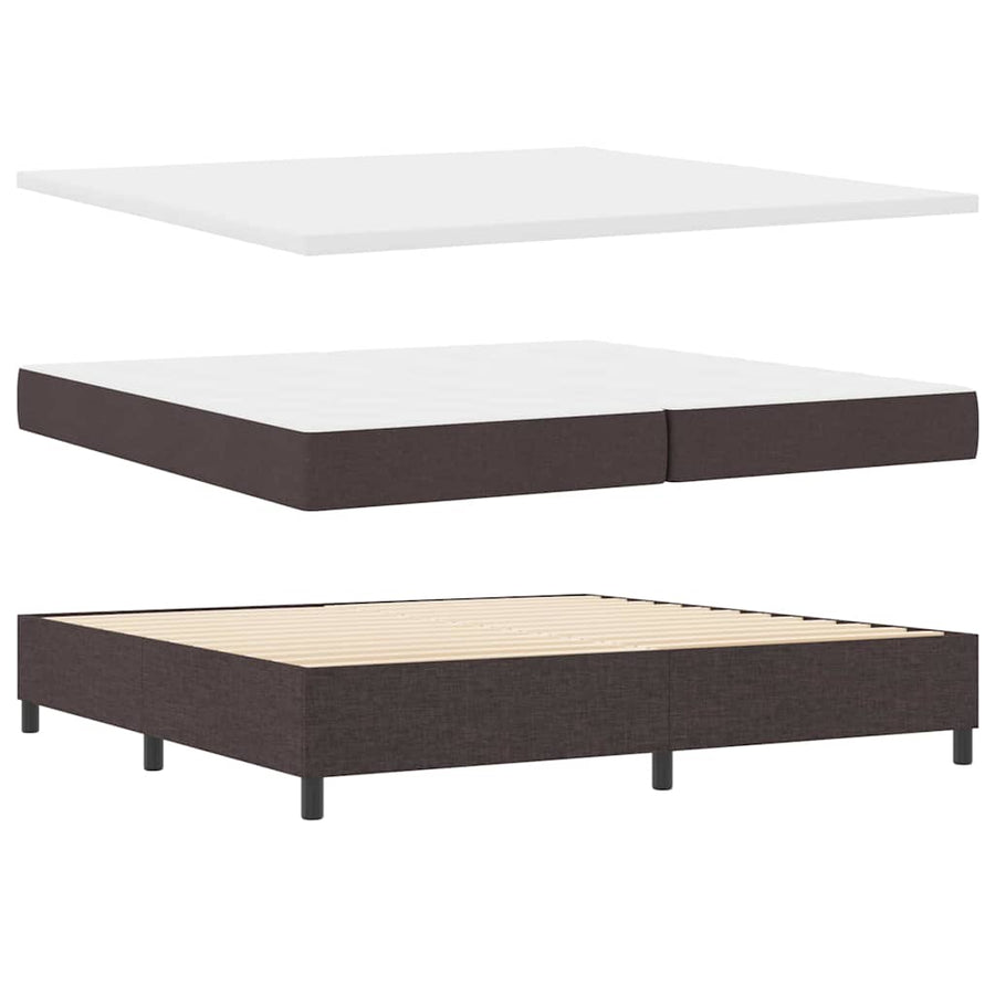 LED Box Spring Bed met hoofdeinde Donkerbruin 200 x 200 cm Stof