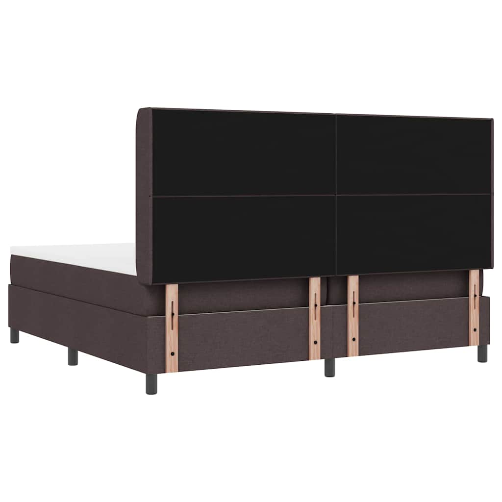 LED Box Spring Bed met hoofdeinde Donkerbruin 200 x 200 cm Stof