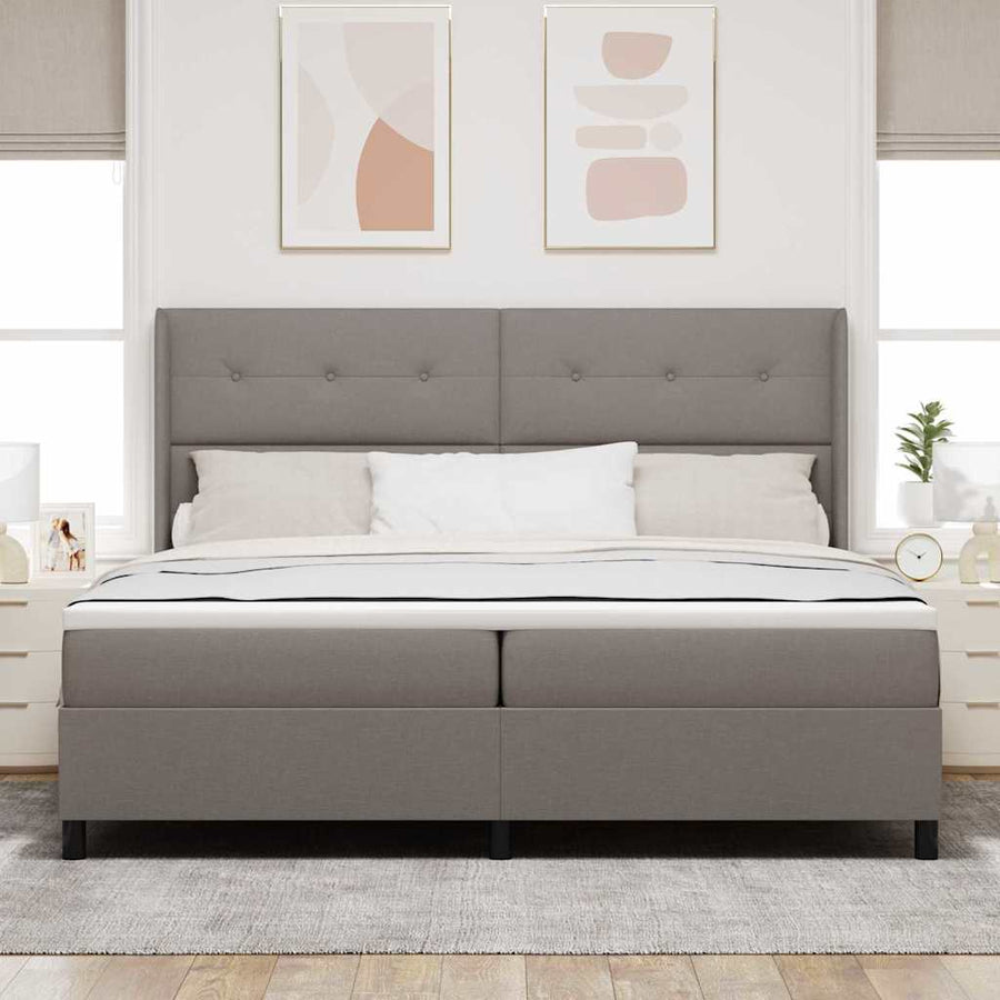 LED Box Spring Bed met hoofdeinde Taupe 200 x 200 cm Stof