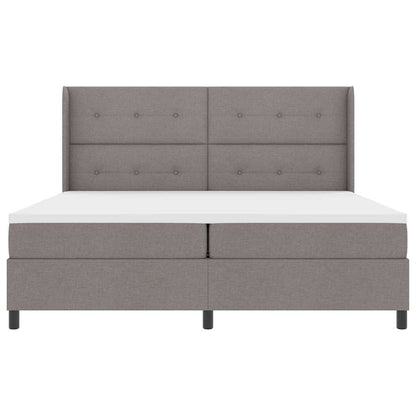 LED Box Spring Bed met hoofdeinde Taupe 200 x 200 cm Stof