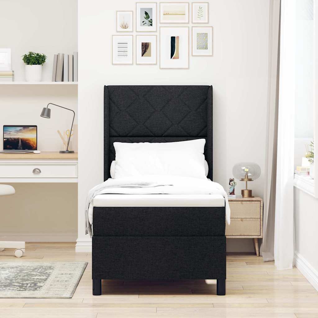 LED Box Spring Bed met hoofdeinde Zwart 80 x 200 cm Stof