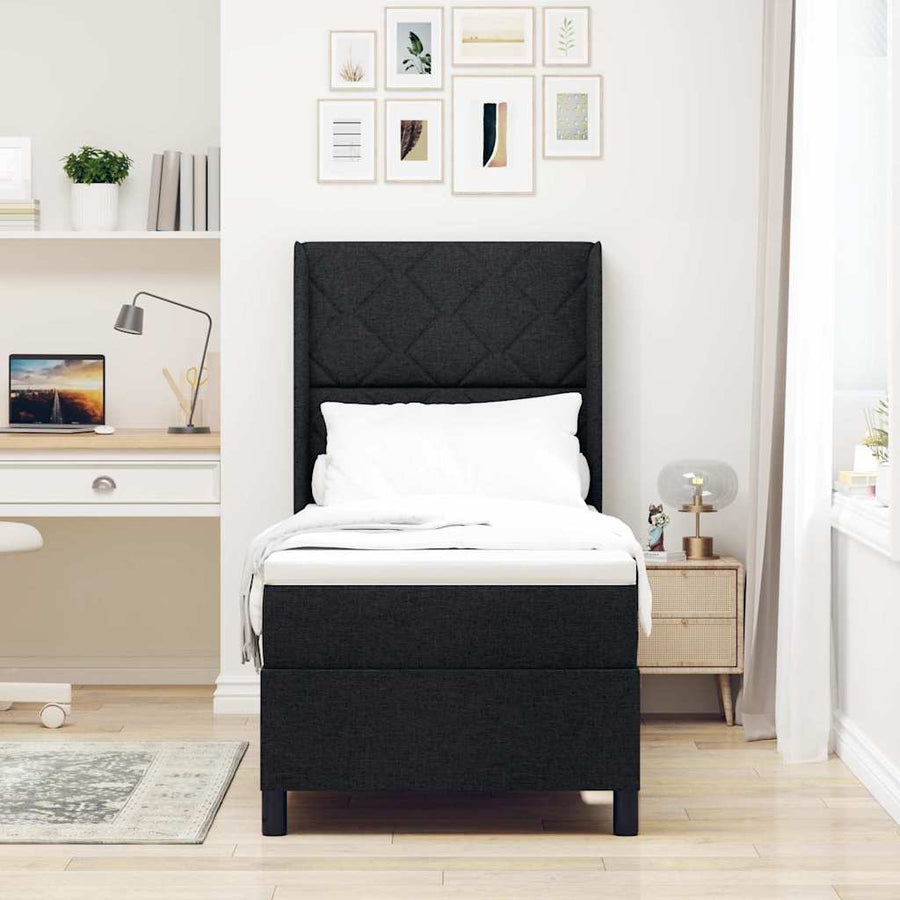 LED Box Spring Bed met hoofdeinde Zwart 80 x 200 cm Stof