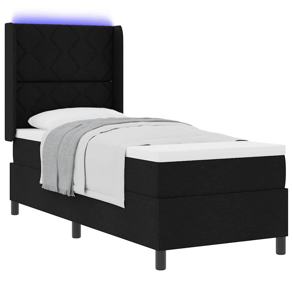 LED Box Spring Bed met hoofdeinde Zwart 80 x 200 cm Stof