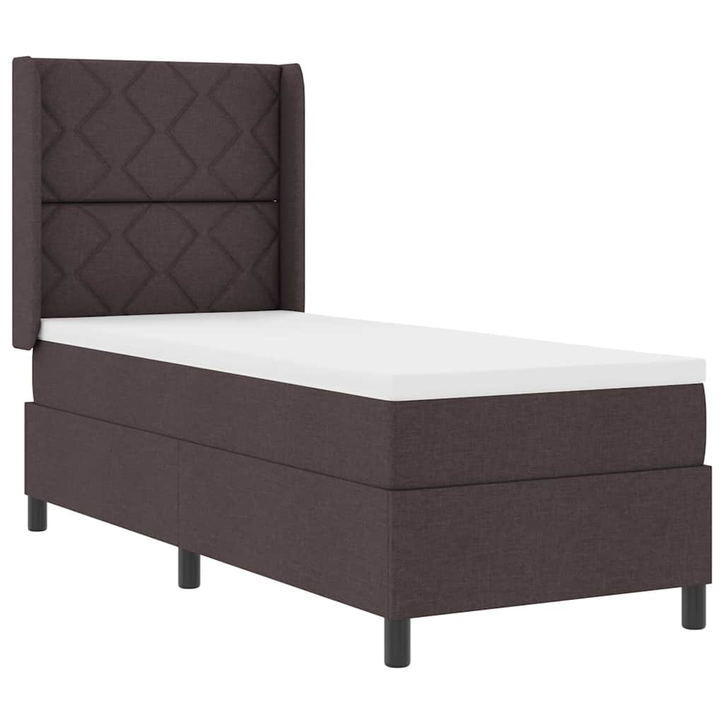 LED Box Spring Bed met kussen Donkerbruin 80 x 200 cm Stof