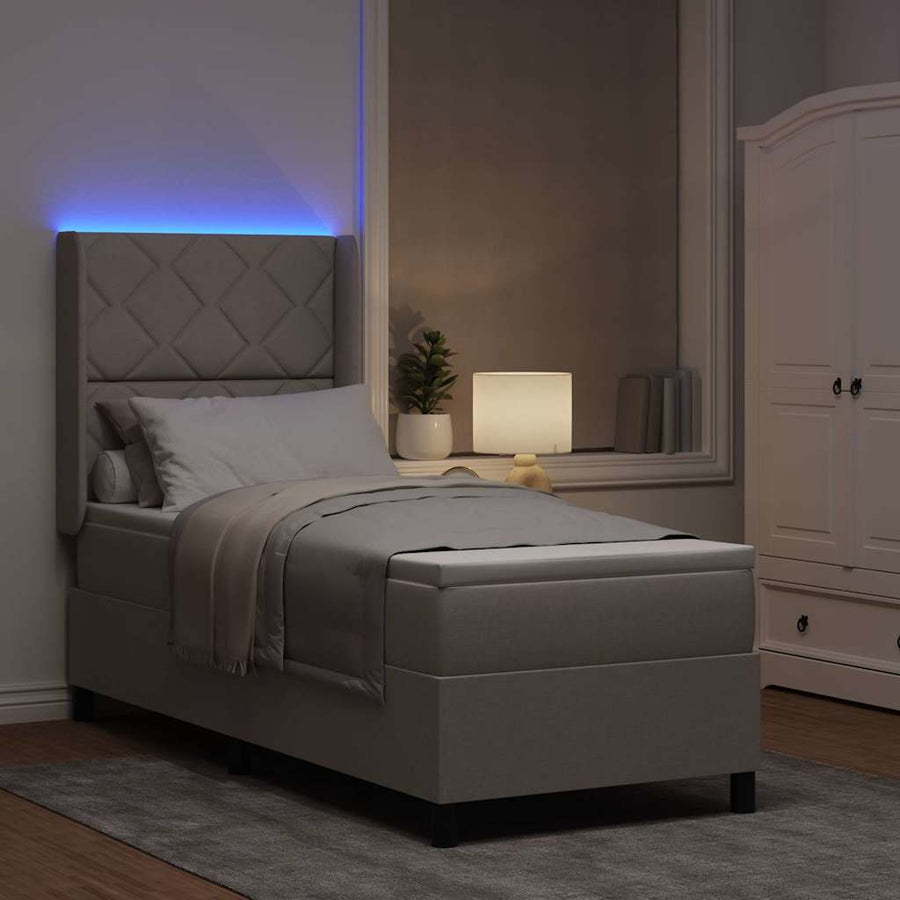 LED Box Spring Bed met hoofdeinde Taupe 80 x 200 cm Stof