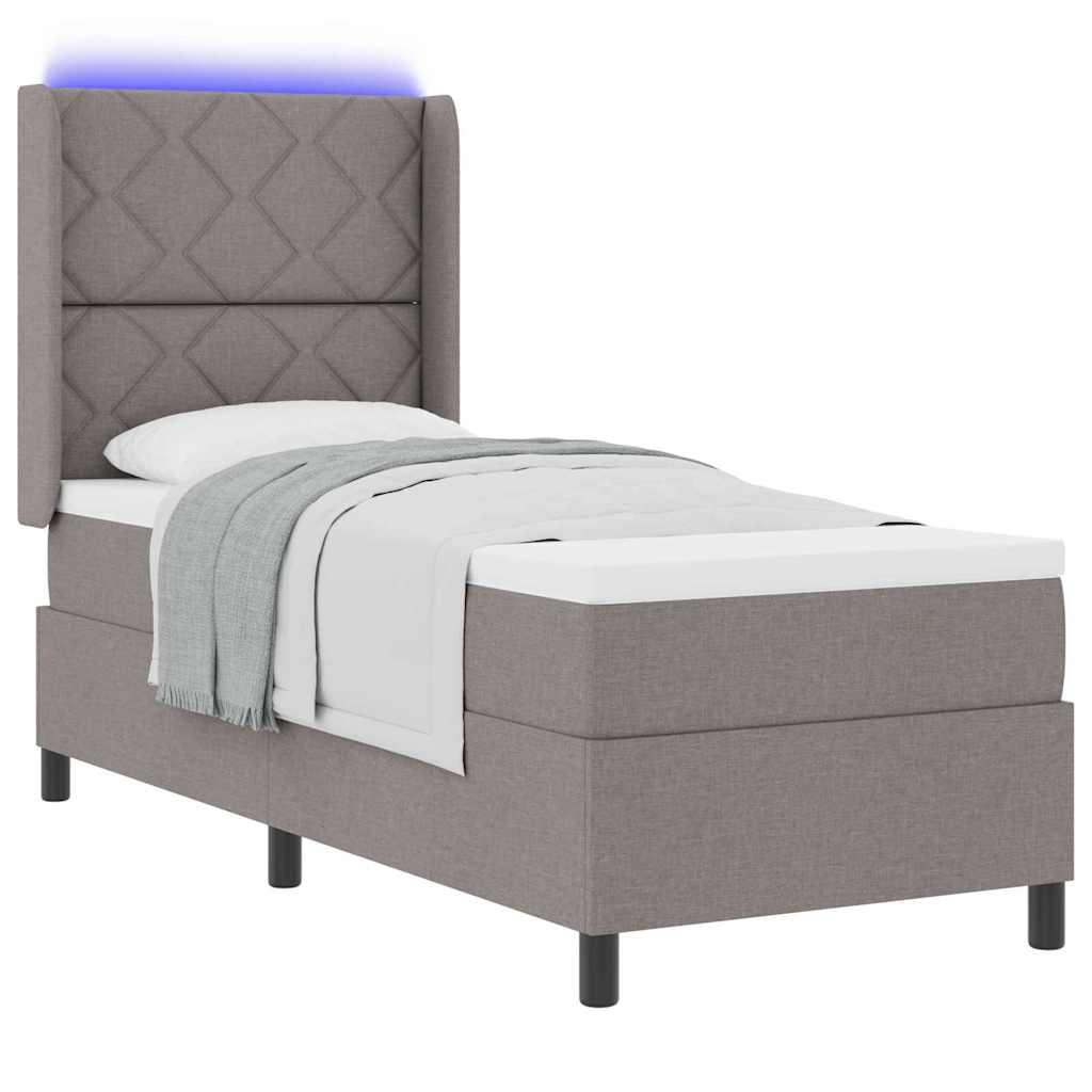 LED Box Spring Bed met hoofdeinde Taupe 80 x 200 cm Stof