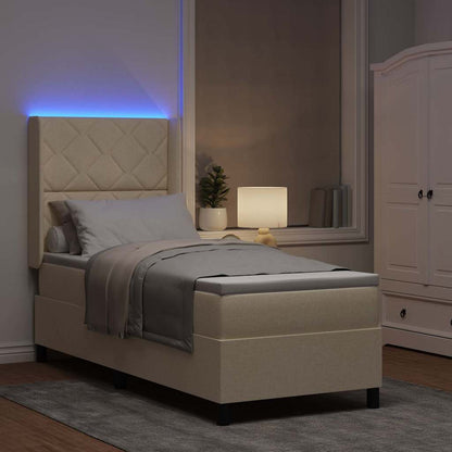 LED Box Spring Bed met matras Crème 80 x 200 cm Stof