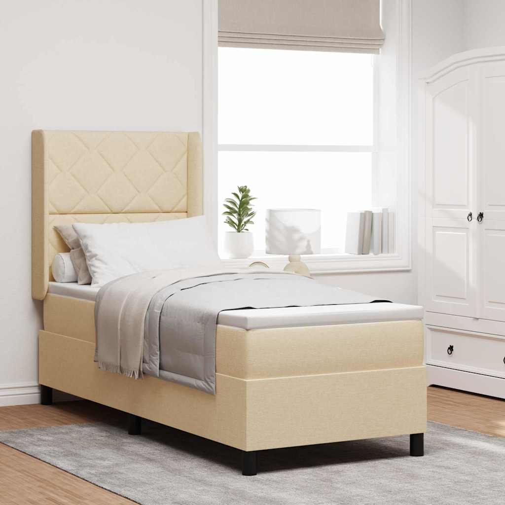 LED Box Spring Bed met matras Crème 80 x 200 cm Stof