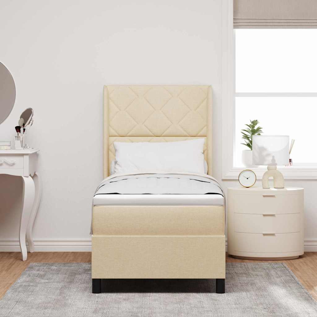 LED Box Spring Bed met matras Crème 80 x 200 cm Stof
