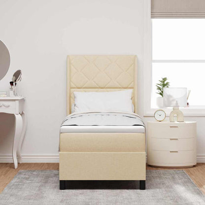 LED Box Spring Bed met matras Crème 80 x 200 cm Stof