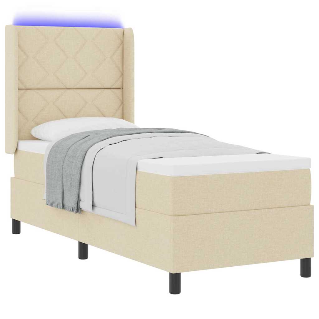 LED Box Spring Bed met matras Crème 80 x 200 cm Stof