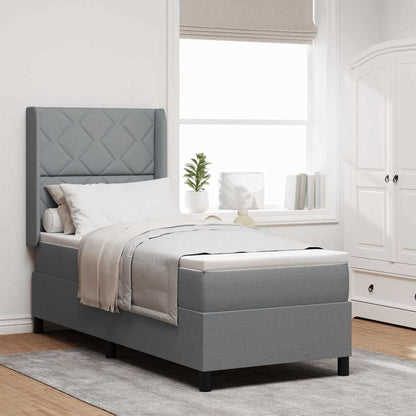LED Box Spring Bed met hoofdeinde Lichtgrijs 90 x 190 cm Stof