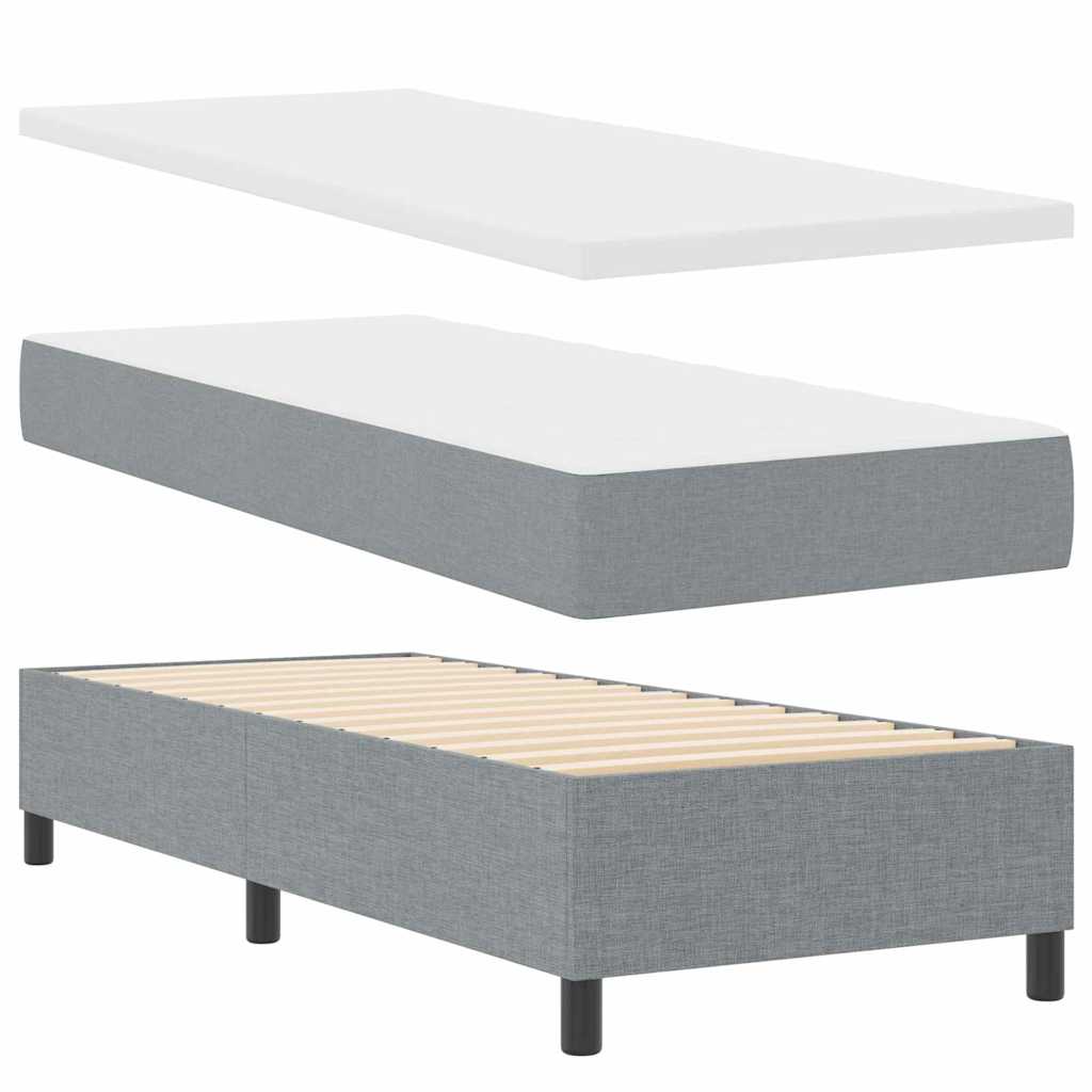 LED Box Spring Bed met hoofdeinde Lichtgrijs 90 x 190 cm Stof