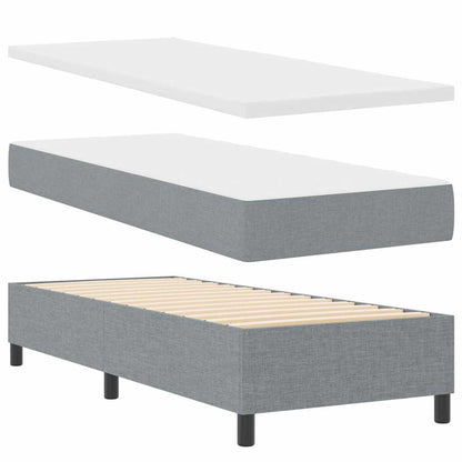 LED Box Spring Bed met hoofdeinde Lichtgrijs 90 x 190 cm Stof