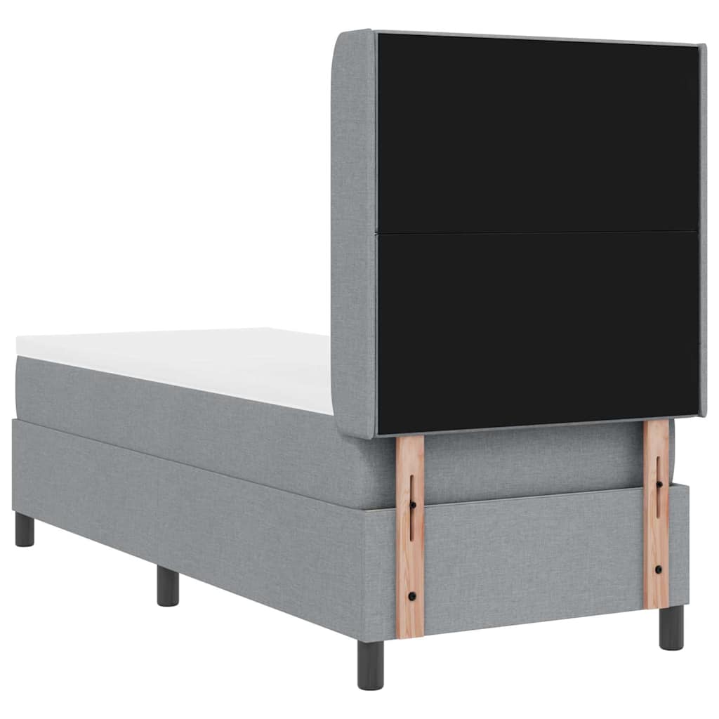 LED Box Spring Bed met hoofdeinde Lichtgrijs 90 x 190 cm Stof