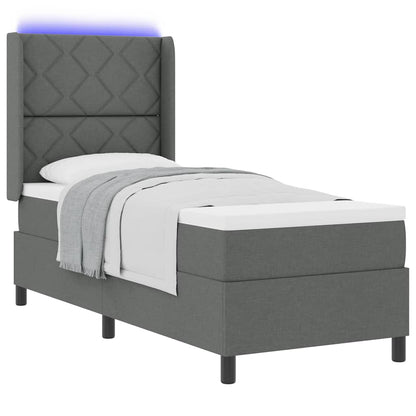 LED Box Spring Bed met hoofdeinde Donkergrijs 90 x 190 cm Stof