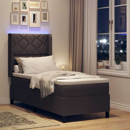 LED Box Spring Bed met hoofdeinde Donkerbruin 90 x 190 cm Stof