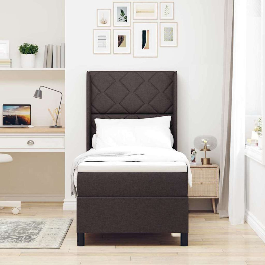 LED Box Spring Bed met hoofdeinde Donkerbruin 90 x 190 cm Stof