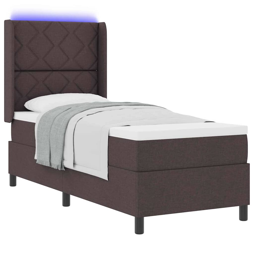LED Box Spring Bed met hoofdeinde Donkerbruin 90 x 190 cm Stof