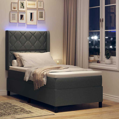 LED Box Spring Bed met hoofdeinde Donkergrijs 90 x 200 cm Stof