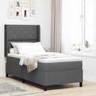 Boxspring bed donkergrijs 90x200 cm stof