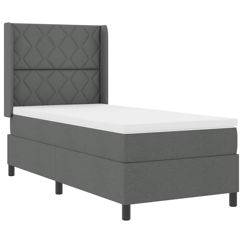LED Box Spring Bed met hoofdeinde Donkergrijs 90 x 200 cm Stof