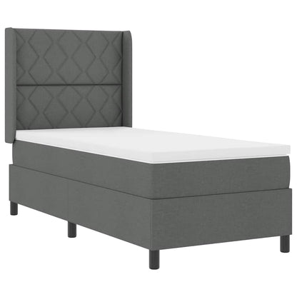 LED Box Spring Bed met hoofdeinde Donkergrijs 90 x 200 cm Stof