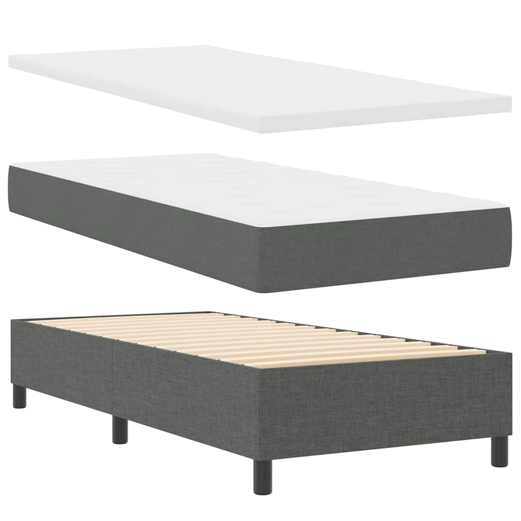 LED Box Spring Bed met hoofdeinde Donkergrijs 90 x 200 cm Stof
