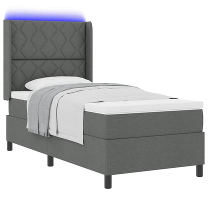 LED Box Spring Bed met hoofdeinde Donkergrijs 90 x 200 cm Stof