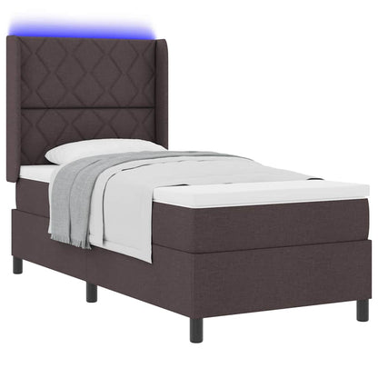 LED Box Spring Bed met hoofdeinde Donkerbruin 90 x 200 cm Stof