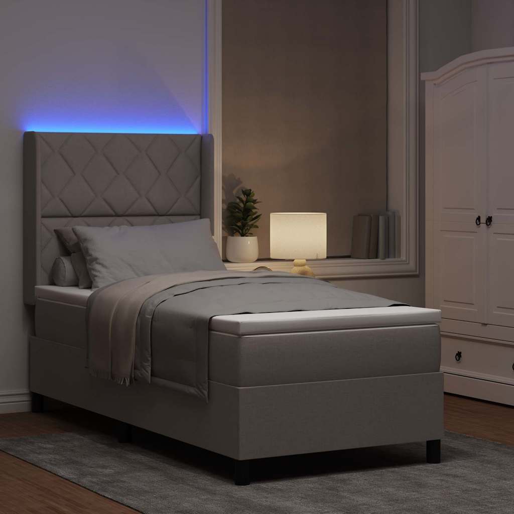 LED Box Spring Bed met hoofdeinde Taupe 90 x 200 cm Stof