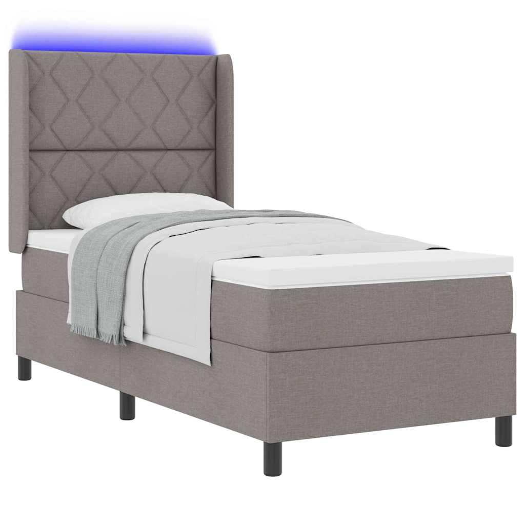 LED Box Spring Bed met hoofdeinde Taupe 90 x 200 cm Stof