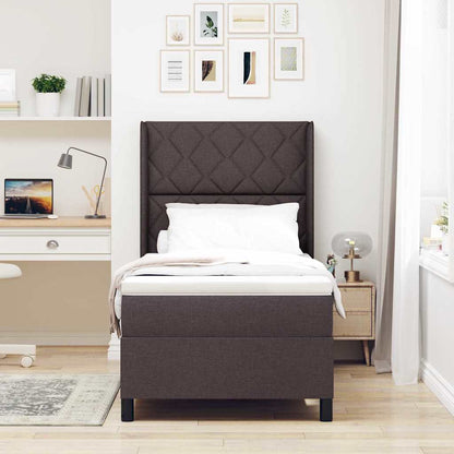 LED Box Spring Bed met matras Donkerbruin 100 x 200 cm Stof