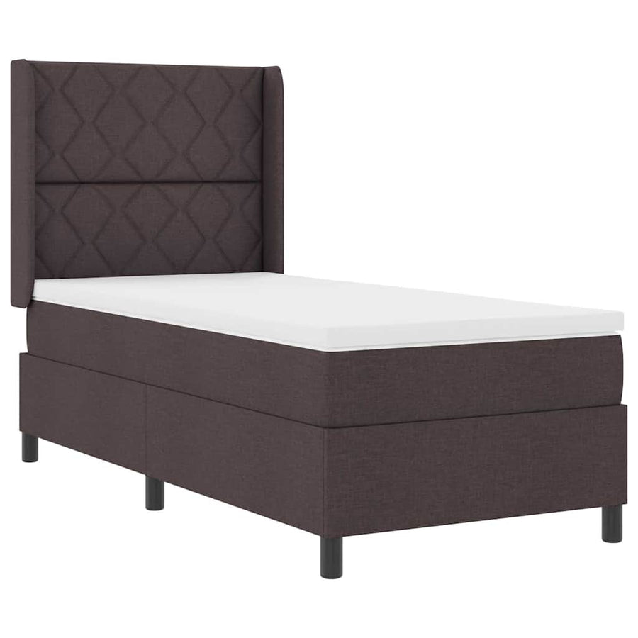 LED Box Spring Bed met matras Donkerbruin 100 x 200 cm Stof