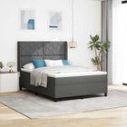 Boxspringbed donkergrijs LED 140x190 cm stof