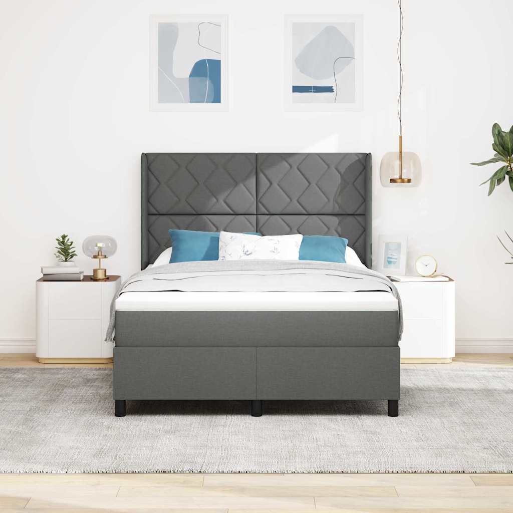 LED Box Spring Bed met hoofdeinde Donkergrijs 140 x 190 cm Stof