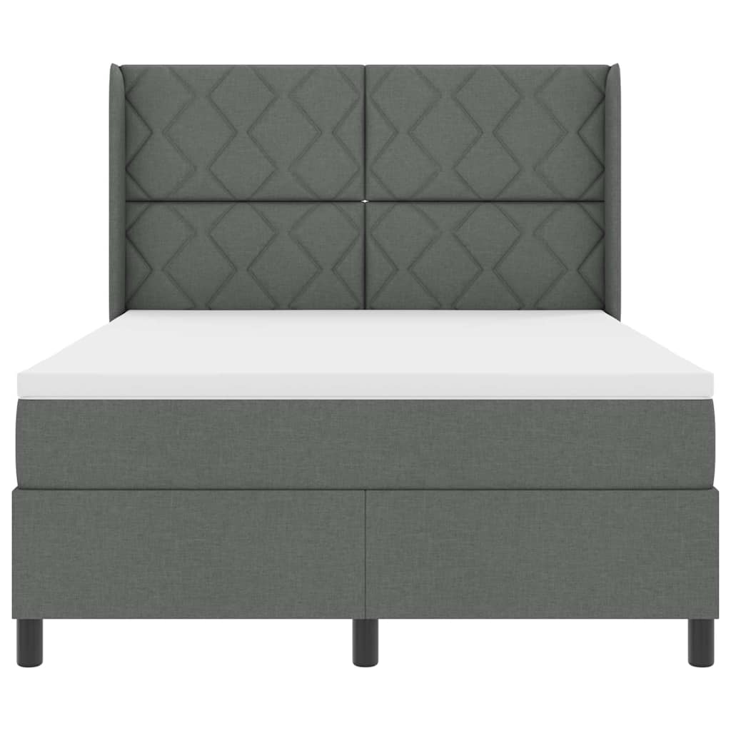 LED Box Spring Bed met hoofdeinde Donkergrijs 140 x 190 cm Stof