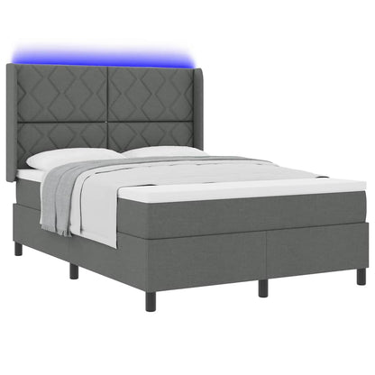 LED Box Spring Bed met hoofdeinde Donkergrijs 140 x 190 cm Stof