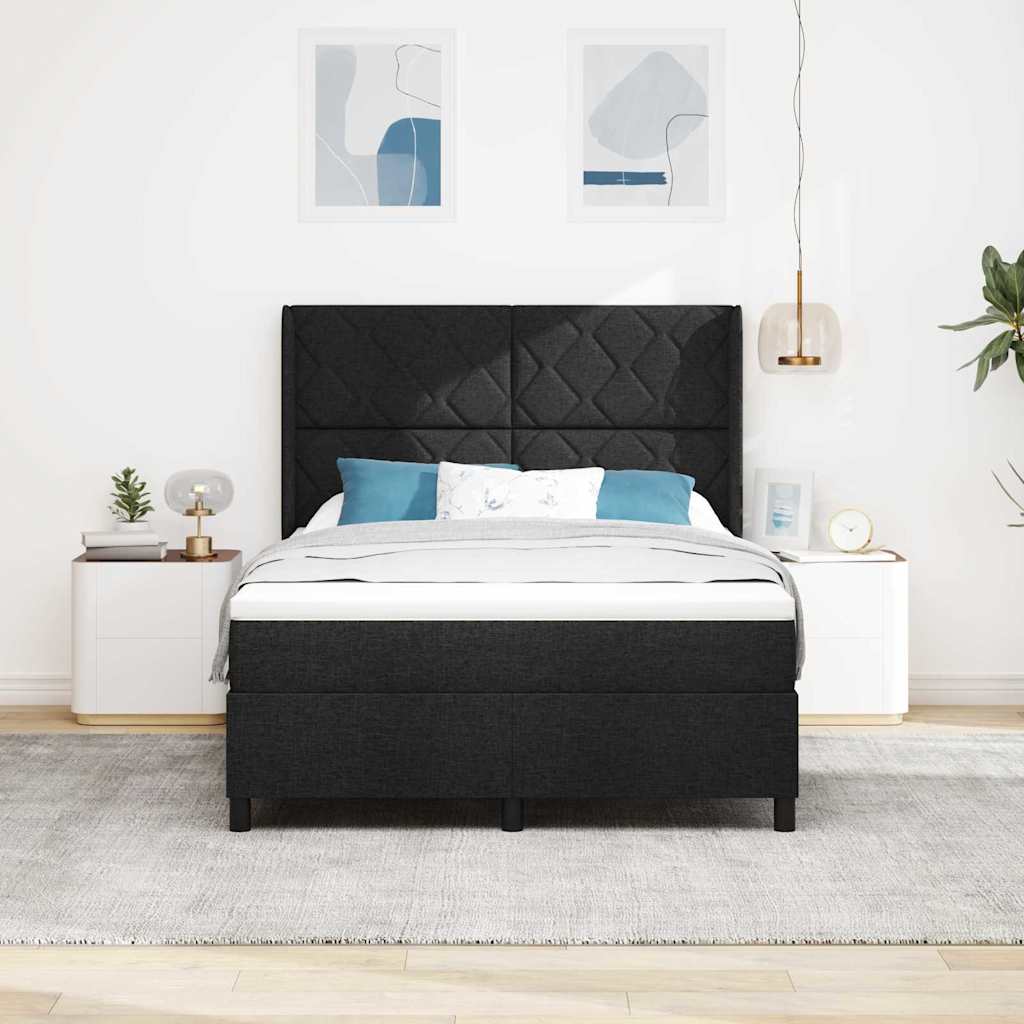 LED Box Spring Bed met hoofdeinde Zwart 140 x 190 cm Stof