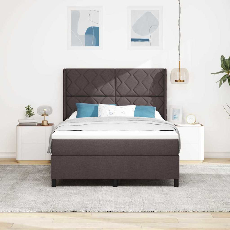 LED Box Spring Bed met hoofdeinde Donkerbruin 140 x 190 cm Stof
