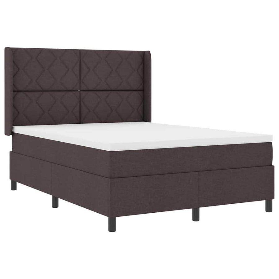 LED Box Spring Bed met hoofdeinde Donkerbruin 140 x 190 cm Stof
