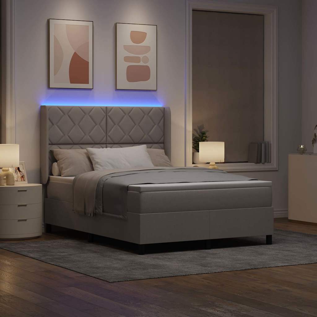 LED Box Spring Bed met hoofdeinde Taupe 140 x 190 cm Stof
