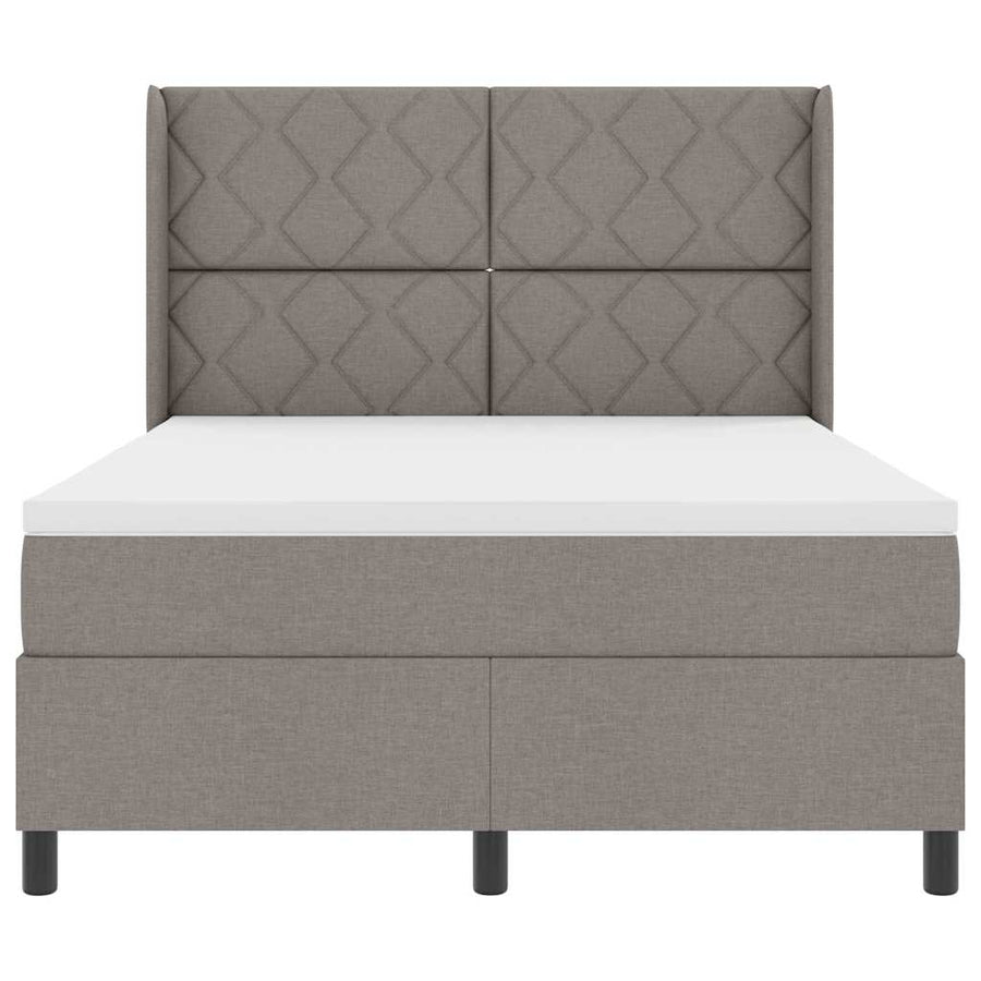 LED Box Spring Bed met hoofdeinde Taupe 140 x 190 cm Stof
