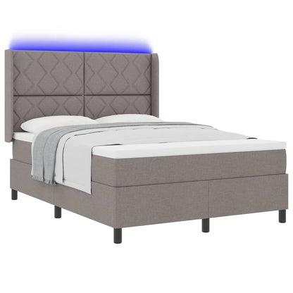 LED Box Spring Bed met hoofdeinde Taupe 140 x 190 cm Stof