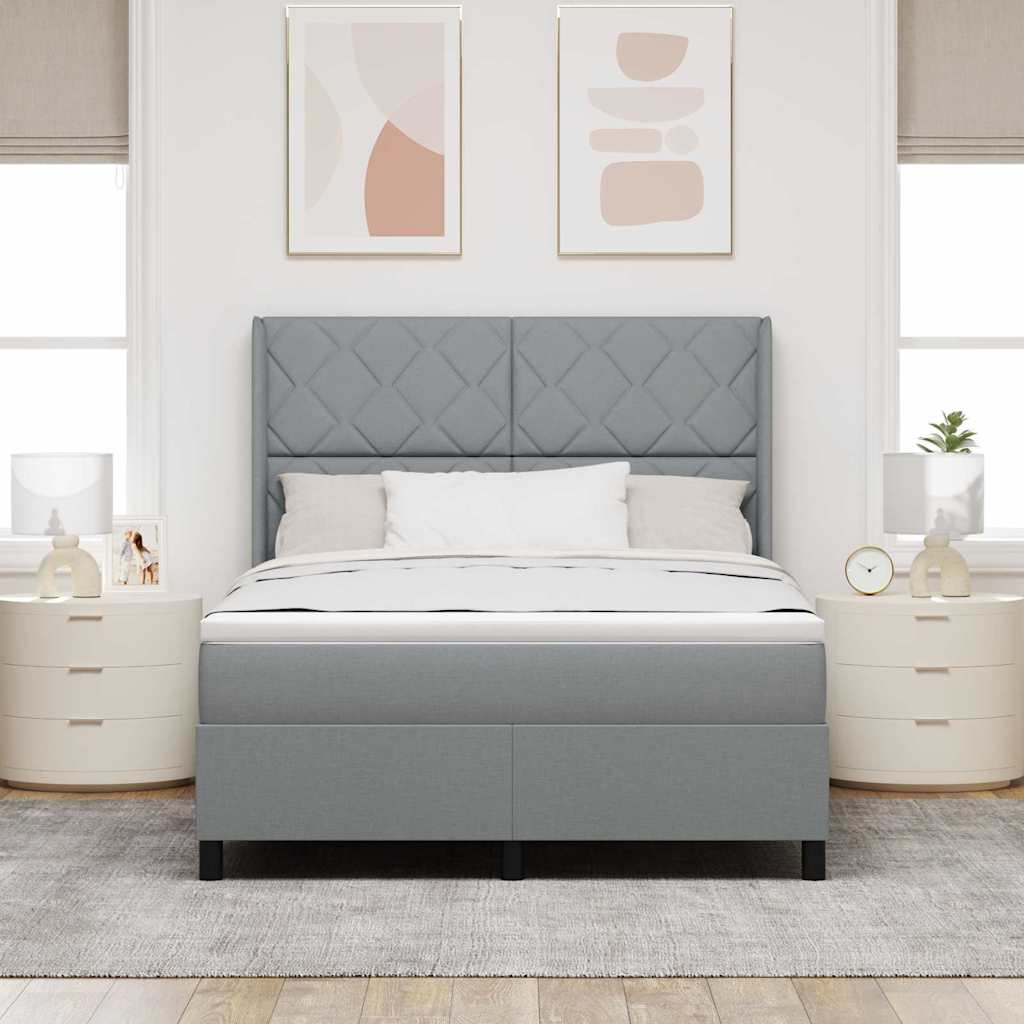 LED Box Spring Bed met hoofdeinde Lichtgrijs 140 x 200 cm Stof