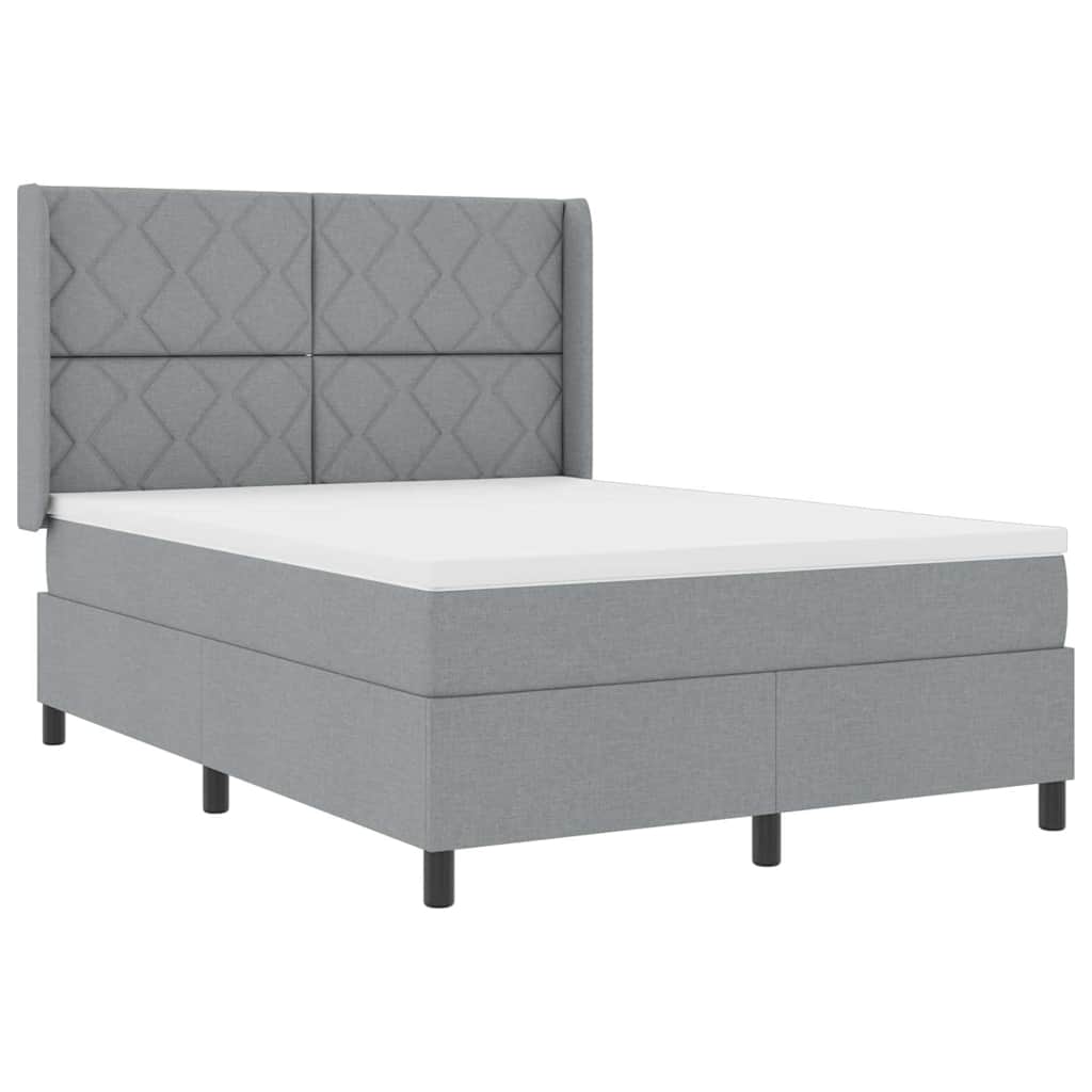 LED Box Spring Bed met hoofdeinde Lichtgrijs 140 x 200 cm Stof