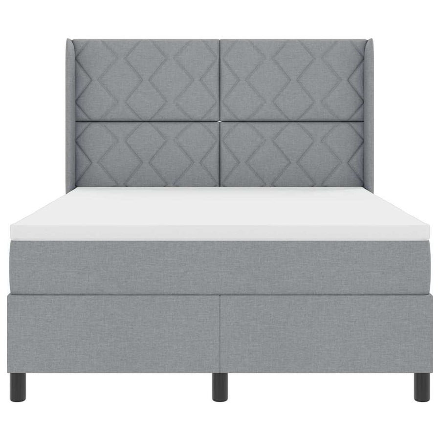 LED Box Spring Bed met hoofdeinde Lichtgrijs 140 x 200 cm Stof