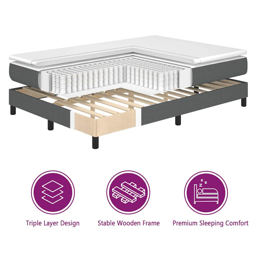 LED Box Spring Bed met hoofdeinde Donkergrijs 140 x 200 cm Stof