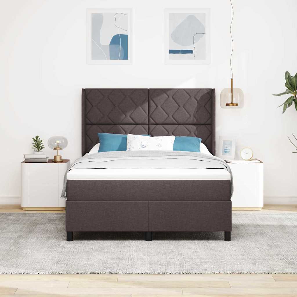 LED Box Spring Bed met hoofdeinde Donkerbruin 160 x 200 cm Stof